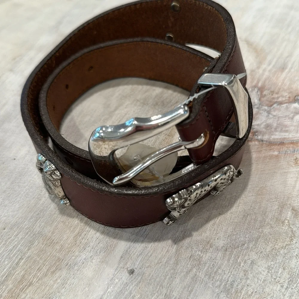 Brighton Kids Brown & Silver Animal Belt Size Small New With Tags
